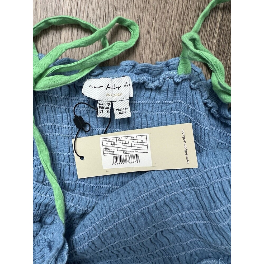 NWT Never Fully Dressed Smocked Blue Bodycon Dress Sz 6 Coastal Beach Vacation - Picture 8 of 11
